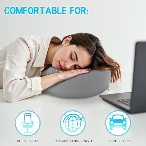 Almohada de espuma viscoelástica de viaje ajustable gris miniatura 4