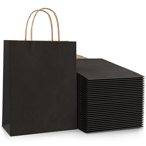 30 Pcs Black Paper Party Bags with Twist Handles