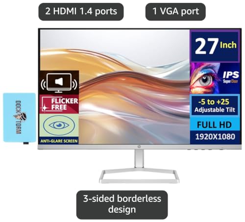Image of HP Series 5 524sa Thin & Light Monitor with Speakers 94C36AA#ABA (Replaces M24fwa) 24 inch IPS FHD Anti-Glare 300 Nits Display, Flicker-Free, 1xHDMI, White /Silver (2026 Model) (Pallet of 42 Units)