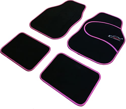 Xtremeauto Car Mats Universal 4PC Set - Sporty Carpet Car Floor Mats, Embroidered Front & Rear Universal Mat, Interior Car Matts For Cars, SUV, Truck & Van, Non Slip Backing (Pink) - Image 3