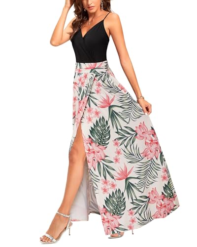 Image of Newshows Women's 2026 Lightweight Summer Wedding Guest Beach Vacation Casual V Neck Split Flowy Maxi Dress
