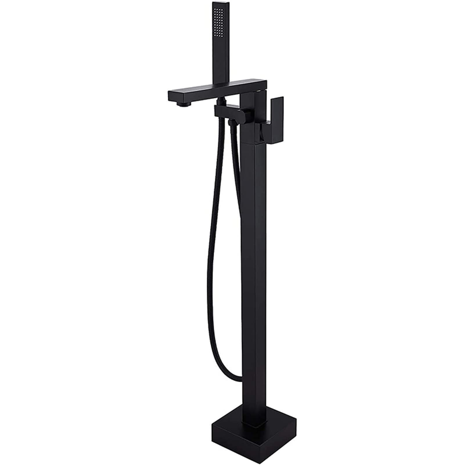WOTZOV Floor Mount Bathtub Faucet Freestanding Tub Filler, Standing High Flow Swivel Spout Shower Faucets With Handheld Mixer Taps,Chrome，Nero