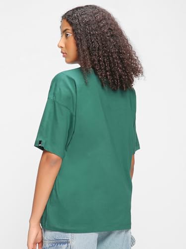 Image of Bewakoof Women's Solid Oversized Fit Half Sleeve Round Neck Cotton Jersey T-Shirt