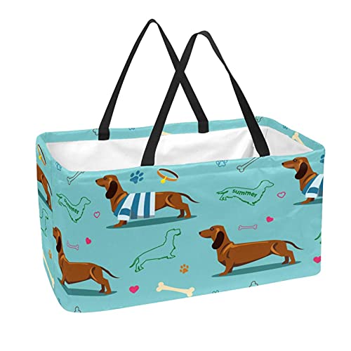 Sac de courses teckel marron bleu, idée cadeau utile et originale