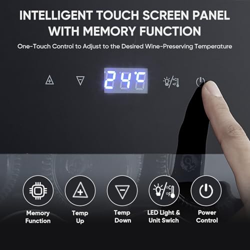 Image of Mini Wine Fridge-Black, 18 Bottles Low Noise Compressor Wine Cooler, Freestanding Wine Cellar with Glass Door and Digital Temperature Control, 14 Inch Wine Refrigerator for Bar, Home & Office