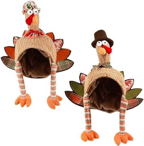 Ogrmar 2PCS Plush Turkey Hat Funny Turkey Headwear for Thanksgivi...