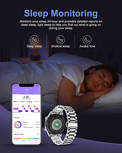 Lige Smart Watch Voice Answer Calls, 1.32'' Touch Screen Stainless Steel Watch For Ios Android Phones Ip67 Waterproof Activity Fitness Tracker With Heart Rate Sleep Monitor Smartwatch For Men #TOP5