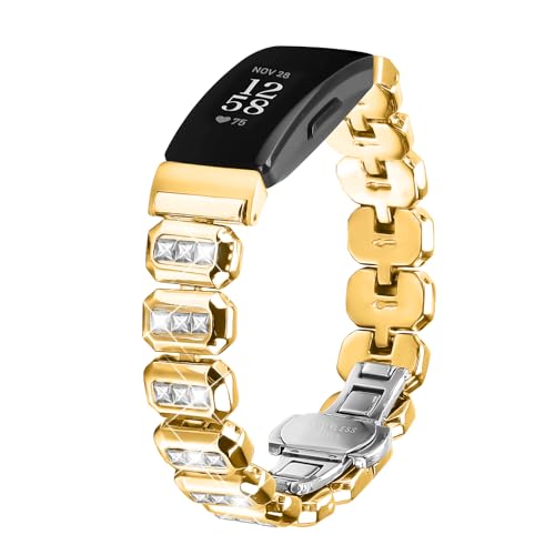 Bracelet Fitbit Inspire 1 et 2 en acier inoxydable noir réglable