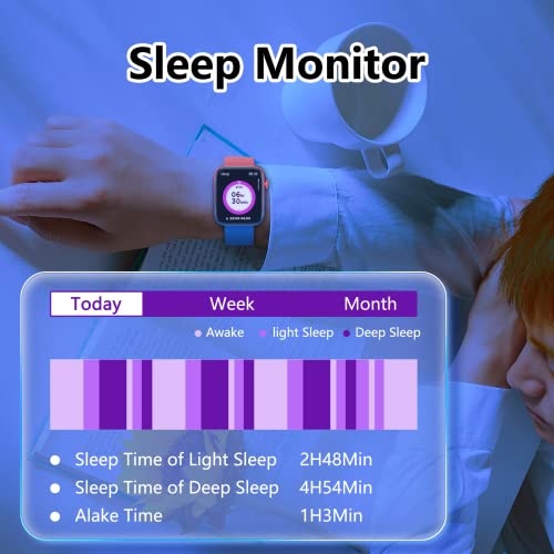 Smart Watch, 1.8'' Fitness Watch With Text And Call, Activity Tracker Smartwatch With Heart Rate, Blood Oxygen, And Sleep Monitor, Ip68 Waterproof, For Women And Men Iphone And Android Phones Red+Blue #TOP3