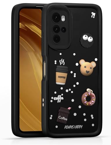 Image of Bintage Cute Fun Taddy| 3D Ball Bear| Donut| Coffee Rubber Case Full Body & Camera Protection Back Cover Compatible for Motorola Moto G22 4G - Black