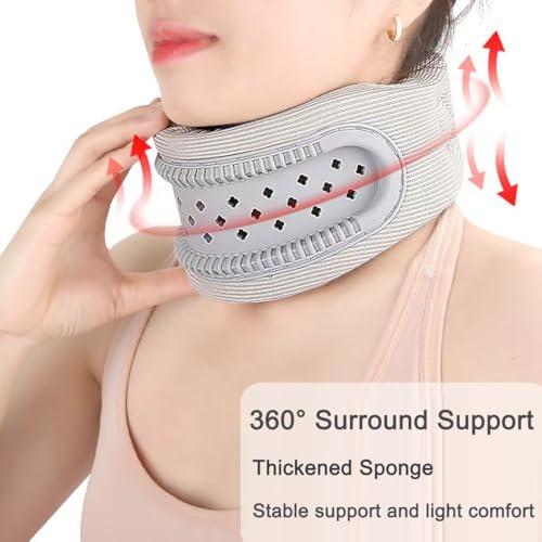 Image of Neck Brace Support Cervical Collar(Light Gray) | Silicone Breathable, Memory Foam, Posture Support, Suitable for Office Travel Sleep