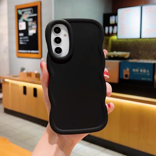Image of KC Back Cover for Samsung Galaxy A23 4G & Samsung Galaxy A23 5G Curly Wave Shape Shockproof Bumper Soft Silicone Case with Camera Protection (Black)