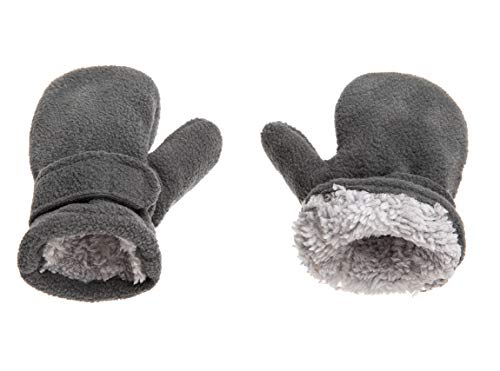 Weradau Fleece Lined Mittens For Baby Boys Girls,Baby Toddler Little Kids Winter Gloves Mittens - 2 Pair Pack (6-24 Months, Gray & Black) #TOP1