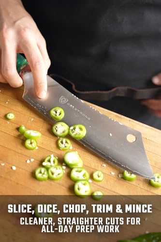 Dalstrong Chef & Cleaver Hybrid Knife - The 'Crixus' - 8 inch - Valhalla Series - 9CR18MOV HC Steel - Celestial Resin & Wood Handle - Razor Sharp Chef's Knife - w/Leather Sheath