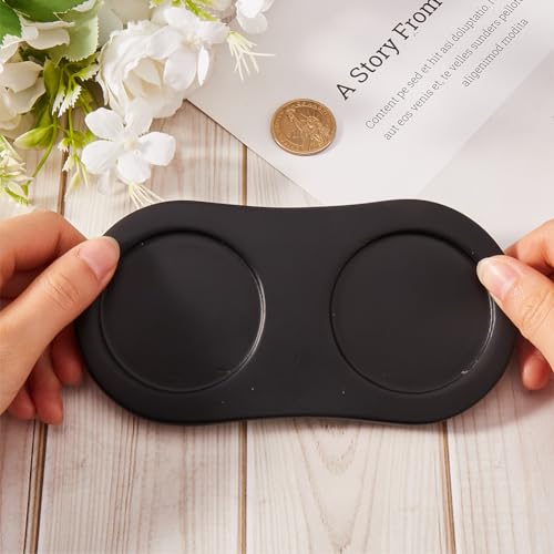GORGECRAFT Salt and Pepper Mill Tray Wooden Pepper Grinder Rest Holder Dining Table Protector Shakers Salt Accessories for 2 Mills Kitchen Storage Home Decoration Crafts Black 16x8.1cm - Image 3