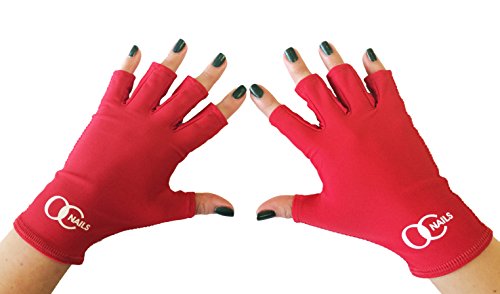 OC Nails UV Shield Glove (LIPSTICK RED) Anti UV Glove for Gel Manicures with UV/LED Lamps