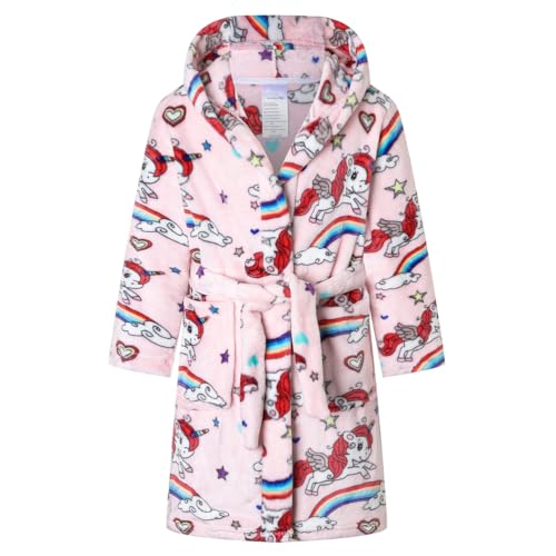 Image of Boys Girls Bathrobes,Toddler Boy Girl Robes,Children's Plush Soft Coral Fleece Hooded Pajamas Sleepwear for Kids