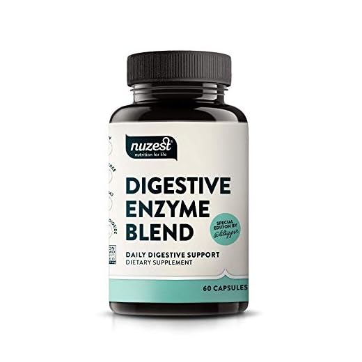 Nuzest Digestive Enzymes Daily Digestive Support, Nutrient Absorption, Non-GMO, Yeast-Free, Gluten-Free, Soy-Free, 60 Vegan Capsules