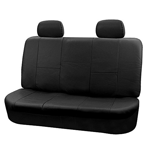FH GROUP Car Seat Covers Solid Bench Leather Seat Cover - Universal - Fits Most Cars, Trucks, SUV, or Vans (Solid Black) PU001012