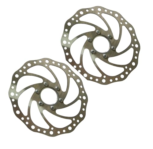 Image of CYBIC Bicycle Disc Brake Rotor, Stainless Steel, 160mm, Wave Design, 2 Pack, for Mountain and Road Bikes