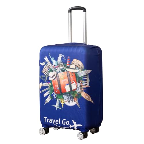 Image of HOKIPO Suitcase Covers for Trolley Suitcase, 220gsm Durable and Washable, Large (26-27inch) - Travel Odyssey (AR-6345-D15)