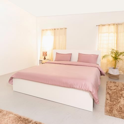 Image of Luxury Fitted Bedsheet | King Size | 300TC | | 100% Tencel| Wood Rose Color | Premium Solid Design | 1 Fitted Bedsheet & 2 Pillow Covers for Bedroom | Size - King, 72 inch X 78 inch x 12 inch inch