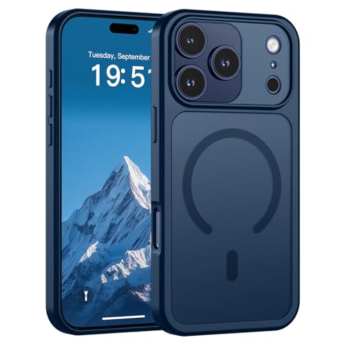 Image of SUPFINE Magnetic for iPhone 17 Pro Case Deep Blue | (Compatible with MagSafe)(Military Grade Drop Protection)(Camera Protection)Translucent Matte Phone Cover
