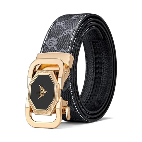 VANNANBA Ratchet Belt for Men Genuine Leather with Belts Automatic Sliding Buckle