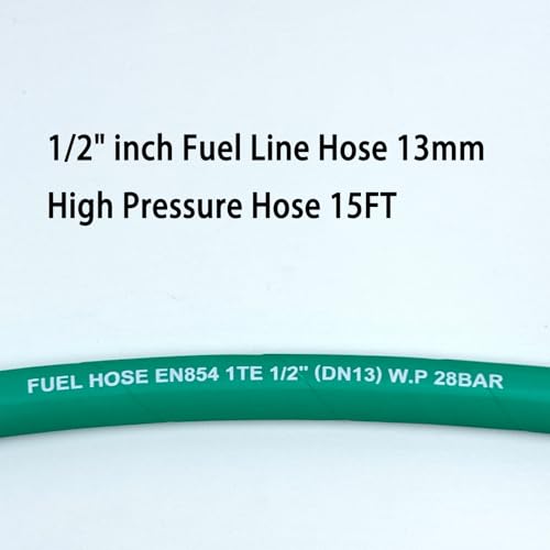 Image of Fuel Line 1 /2 inch inch,High Pressure Fuel Line Hose,15FT 13mm,Engines Fuel Systems,Marine Fuel Hose, Agricultural Machinery Fuel Line,Green,2.8Mpa 400PSI EN854-1TE