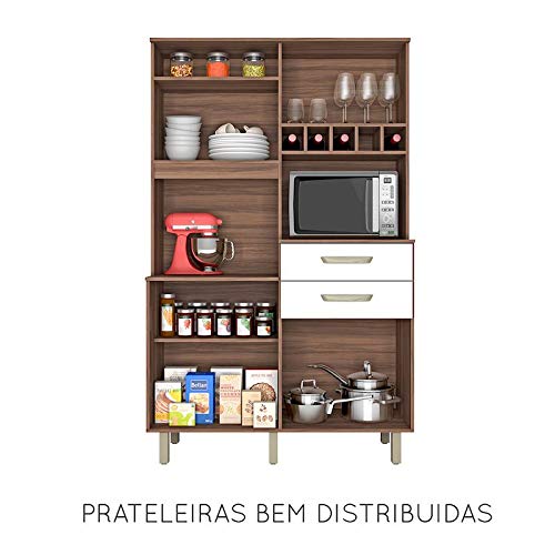 Armário de Cozinha 4 Portas 2 Gavetas Jr Nesher Móveis Branco/Madeirado