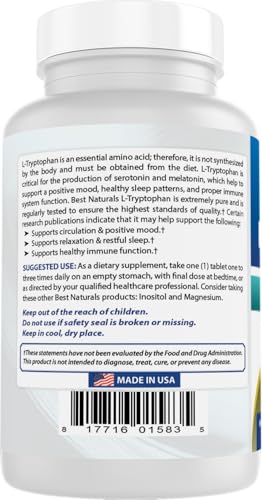Best Naturals L-Tryptophan 1000mg Tablets