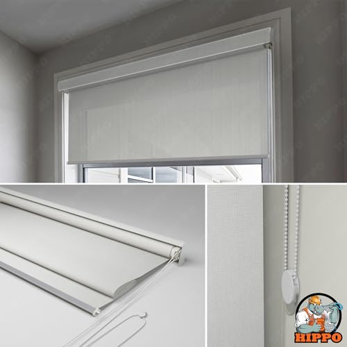 Image of HIPPO Outdoor HDPE Roller Blind Curtain - 95% Sun & UV Protection,reathable Airflow Design, Light Filtering Corded Roll-Up Shade for Balcony & Outdoor Spaces (Arctic-White, 3FTX6FT)