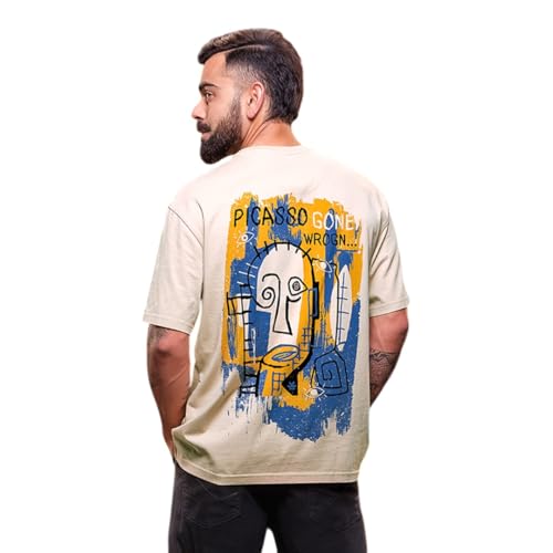 Image of WROGN Men's Pure Cotton T-Shirt | Artistic Print | Oversized Fit