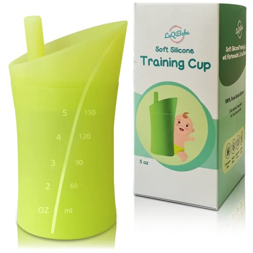 Luqibabe Unbreakable Silicone Training Cup With Removable Lid And Straw (Kiwi Green) - Microwave And Freezer Safe Bpa Free Food-Grade Silicone Water Drinking Cup #TOP20