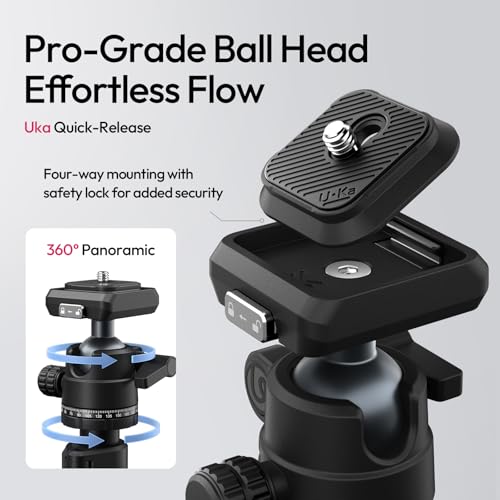 Image of ULANZI TT59 Horizontal Overhead Photography Tripod, 68.9 inch Foldable Professional Camera Tripod Stand with Uka Quick Release Panoramic Ball Head for Mirrorless Camera /DSLR /Phone /Camcorder and All