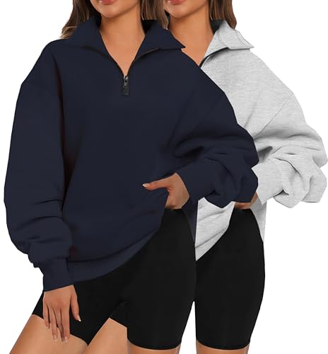 2 Pack Women's Oversized Zip Up Hoodies