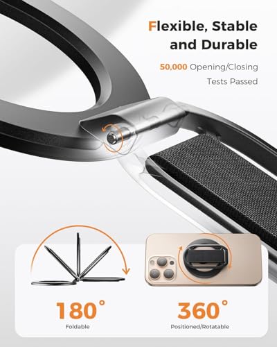 Image of SUPERONE for MagSafe Phone Grip, Magnetic Phone Ring Holder, Magnetic Phone Grip with MagSafe Strap, Adjustable Finger Ring Grip Kickstand for iPhone 17 16 15 14 13 12 Series Mag Safe Accessories
