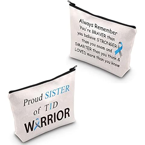 CMNIM T1D Sister Gifts Type 1 Diabetes Awareness Gift T1D Proud Sister Diabetes Cosmetic Makeup Bag Sister T1D Support Warrior Gifts Travel Bag, T1D Sister Gifts Cover