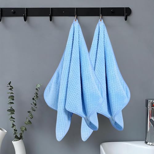 Image of LINEAR Microfiber Hand Towel /Highly Absorbent Hand Towels for Bathroom /Soft Hand Microfiber Face Towel /Towel for Men, Women,Gym (SIZE-75x35) (Blue)