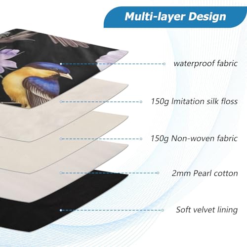 Funda para portátil 13-14 pulgadas con flores y aves miniatura 4