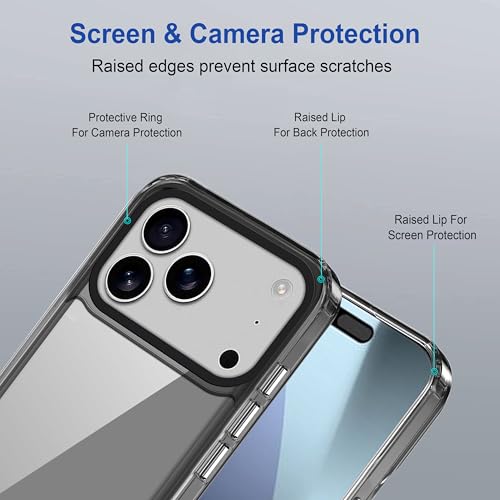 Image of Zapcase Back Case Cover for iPhone 17 Pro | Compatible for iPhone 17 Pro Back Cover | Case Cover with Camera Protection | (TPU + PC | Translucent Black)