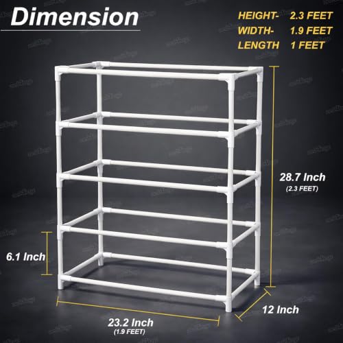 Image of Zest 4 Toyz 4 Shelf Shoe Rack for Home with Zip Door Cover & Side Pockets Shoe Stand Multipurpose Storage Rack for Footwear Toys Clothes with Dustproof Cover (Black)