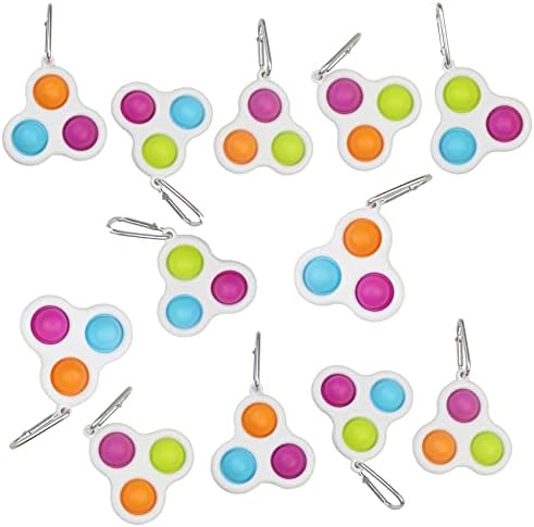 12 Pack Dimple Fidget Popper Controller, Mini Keychain dimple Popper, Value Dimple Fidget Pack, Assorted Dimples Fidget Toys Colors