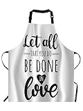 EKOBLA Let All That You Do Be Done In Love Aprons Motivational Bible Quote Christian Verse Waterproof Resistant Chef Cooking Kitchen BBQ Adjustable Aprons for Women Men 27x31 Inch