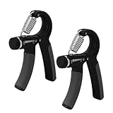 Lift Heavy Fitness Premium Hand & Grip Strengthener - Adjustable Resistance Exercise & Training Workout Accessory For Finger, Wrist & Forearm Strengthening - (black, pair)