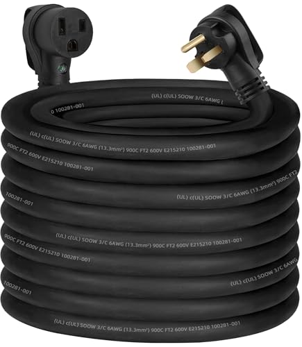 6/3 Welder Extension Cord 50 Amp SOOW Weld Cord 6 AWG Power Cable,250V NEMA 6-50 Heavy Duty Welding Cable 6 Gauge Power Extension Cord for Welding Machine MIG/TIG/Stick,Plasma Cutter,Car Charger-50ft