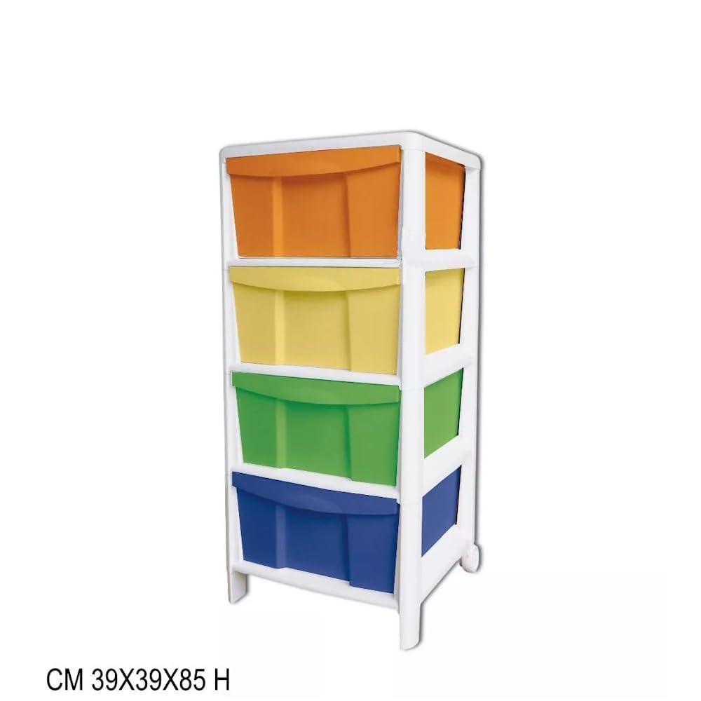 Generico CASSETTIERA COMETA Multicolor 4 CASSETTI in PLASTICA CM 39X39X85 H