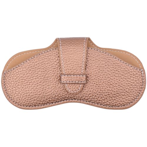 Image of CREATCABIN Glasses Case Slim Sunglasses Case Bag Portable Lightweight Travel Leather Eyeglasses Spectacle Holder Pouch Cover with Soft Cleaning Cloth Gift for Women Men Holiday 6.9x3.4 Inch BurlyWood