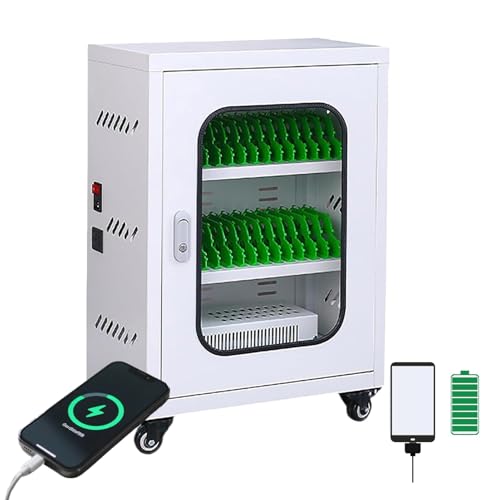 LYJIANGXIN Portable Cellphone Charging Locker 12/20/30/40/50/60 Slots Cellphone Charging Station with Wheels, Rechargeable Phones Locker Secure Phone Cabinet