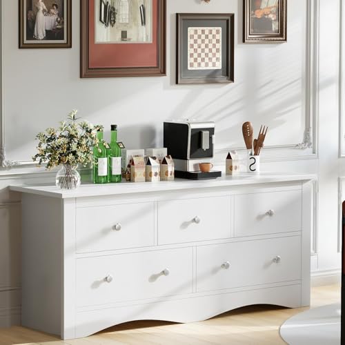 Furmax 5 Dresser for Bedroom, Wood Dresser, Chest of Drawers,